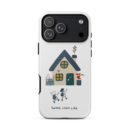 Ellaeman Sweet Little Life shockproof case for iPhone 17-15, featuring a whimsical and bright lifestyle illustration on a durable dual-layer protective shell.